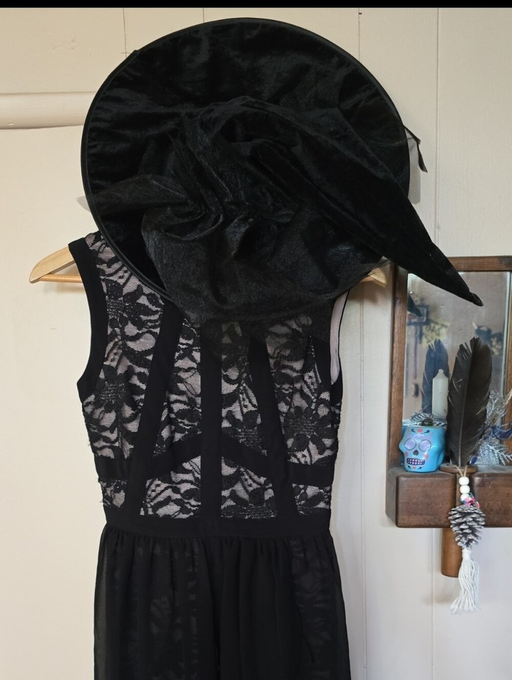 Witch Costume Black Lace High-Low Dress